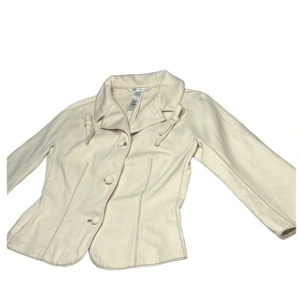 DVF Jean jacket,blazer,fitted,cropped,tie ribbon,cream color,cotton,stylish EC - Picture 9 of 13